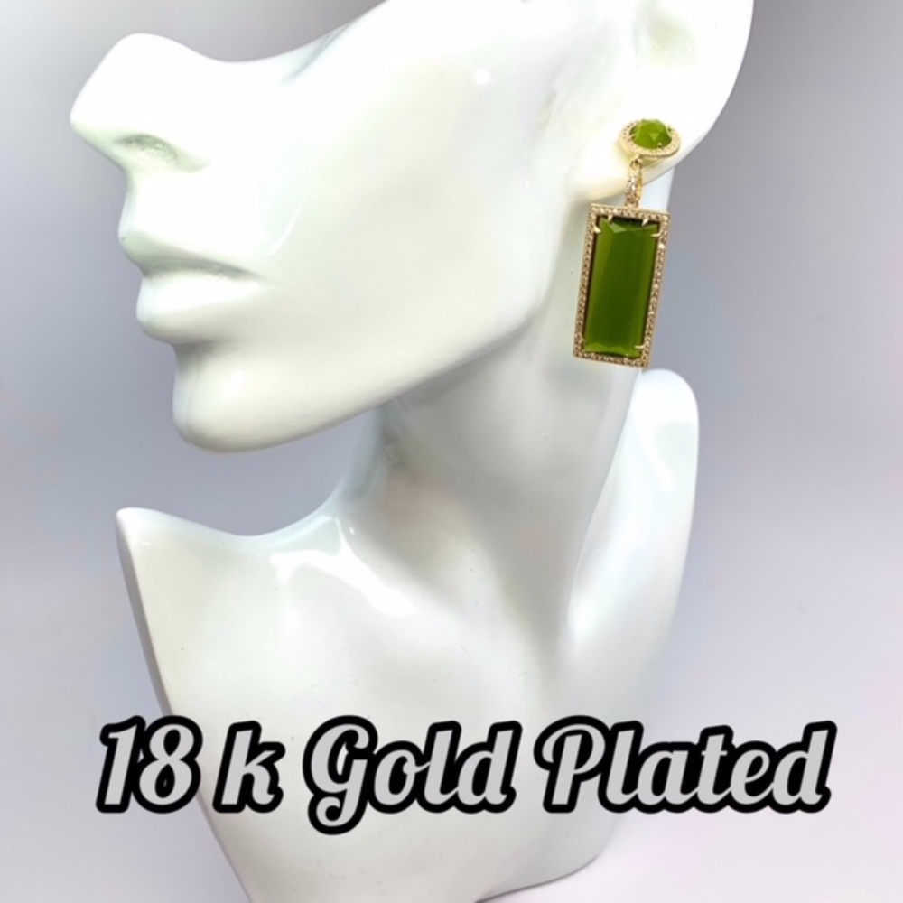 NWT ZEYZEY 18k GOLD PLARED GENUINE GEMSTONE EARRINGS